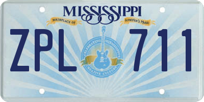 MS license plate ZPL711