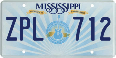 MS license plate ZPL712