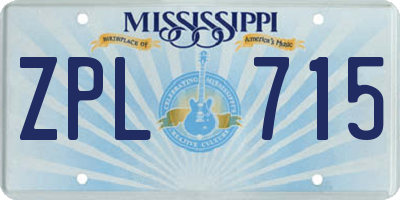 MS license plate ZPL715
