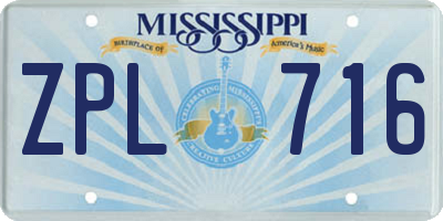 MS license plate ZPL716