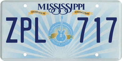 MS license plate ZPL717