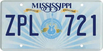 MS license plate ZPL721