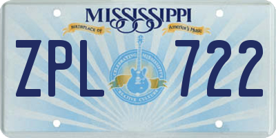 MS license plate ZPL722