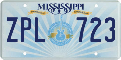 MS license plate ZPL723