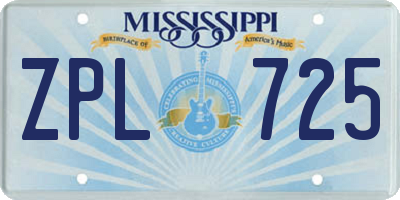 MS license plate ZPL725
