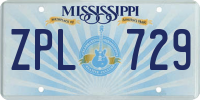 MS license plate ZPL729