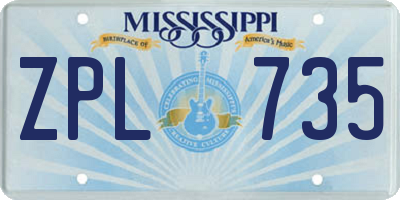 MS license plate ZPL735