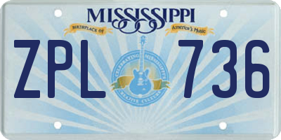 MS license plate ZPL736