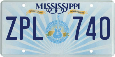 MS license plate ZPL740