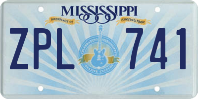 MS license plate ZPL741
