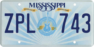 MS license plate ZPL743