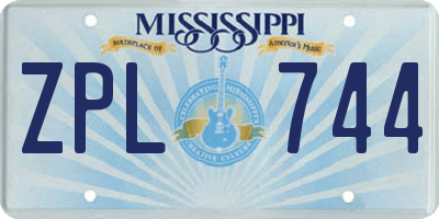 MS license plate ZPL744
