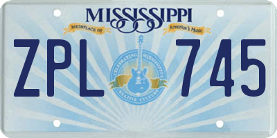 MS license plate ZPL745