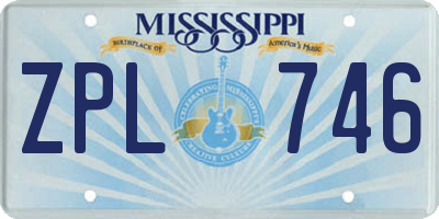 MS license plate ZPL746