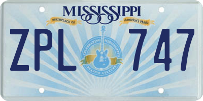 MS license plate ZPL747