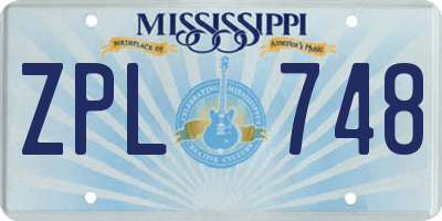 MS license plate ZPL748