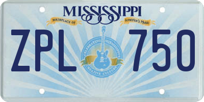 MS license plate ZPL750