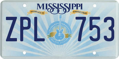 MS license plate ZPL753
