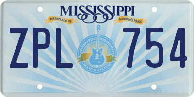 MS license plate ZPL754