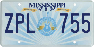 MS license plate ZPL755