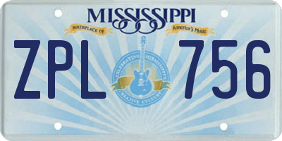 MS license plate ZPL756