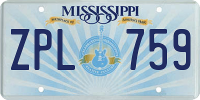 MS license plate ZPL759