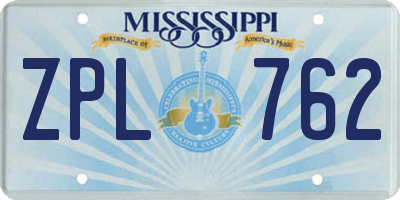 MS license plate ZPL762