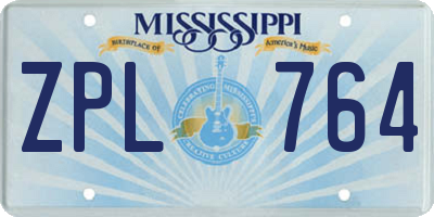 MS license plate ZPL764