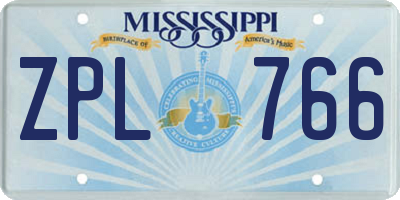 MS license plate ZPL766