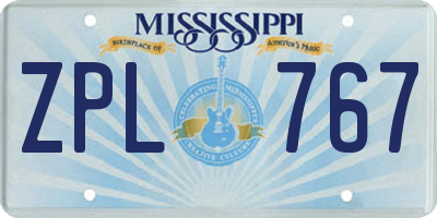 MS license plate ZPL767