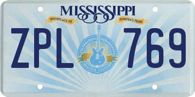 MS license plate ZPL769