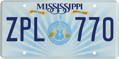 MS license plate ZPL770