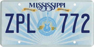 MS license plate ZPL772