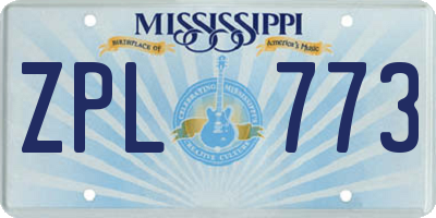 MS license plate ZPL773