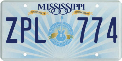 MS license plate ZPL774