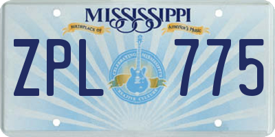 MS license plate ZPL775
