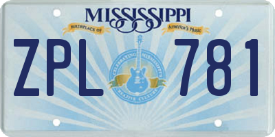 MS license plate ZPL781