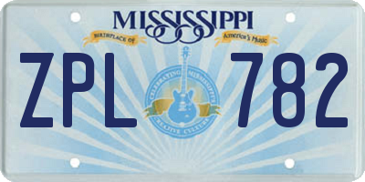 MS license plate ZPL782
