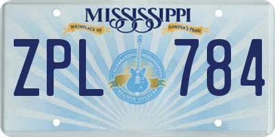 MS license plate ZPL784