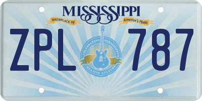 MS license plate ZPL787