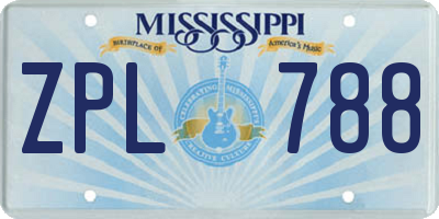 MS license plate ZPL788