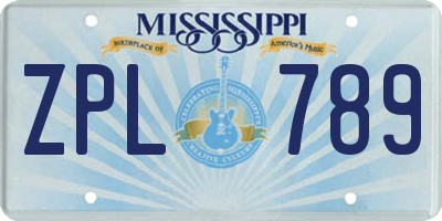 MS license plate ZPL789