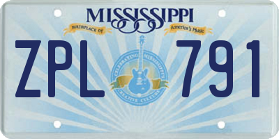 MS license plate ZPL791