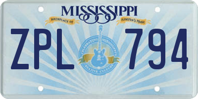 MS license plate ZPL794