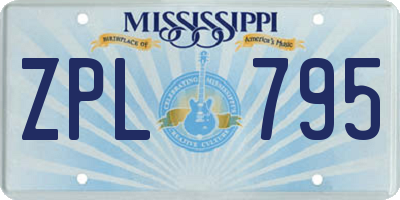 MS license plate ZPL795