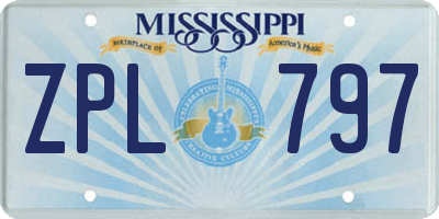 MS license plate ZPL797