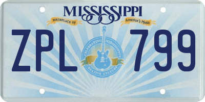 MS license plate ZPL799