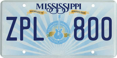MS license plate ZPL800