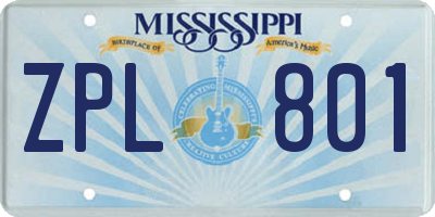 MS license plate ZPL801
