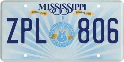 MS license plate ZPL806